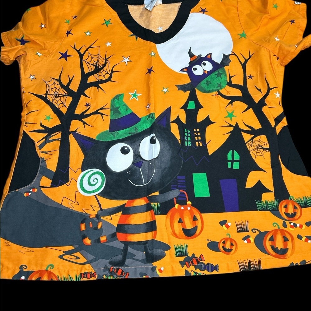 Women’s Halloween scrub top